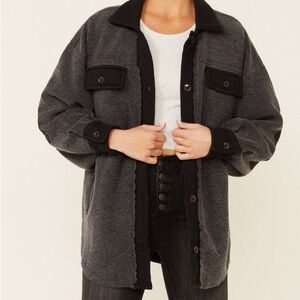 Gray and Black Button-Up Jacket